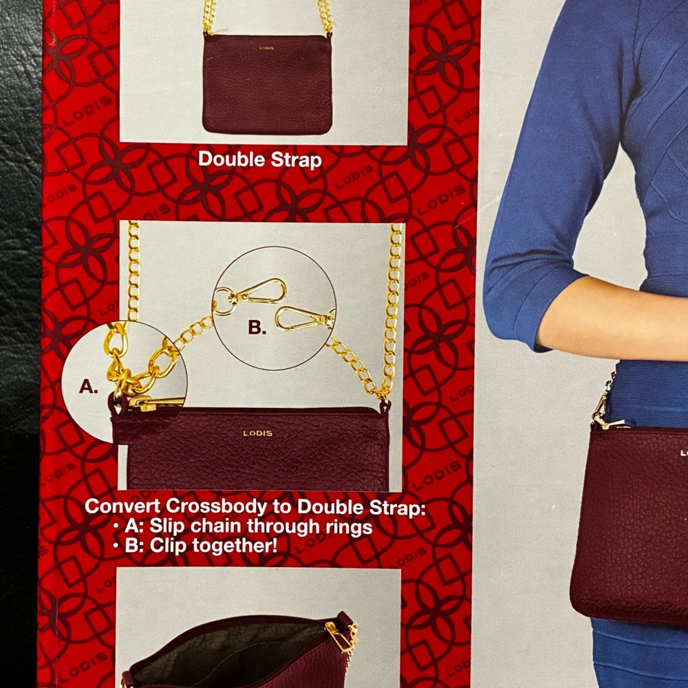 Lodis Emily Italian Leather 5 In 1 Convertible Bag  NIB - Picture 3 of 7